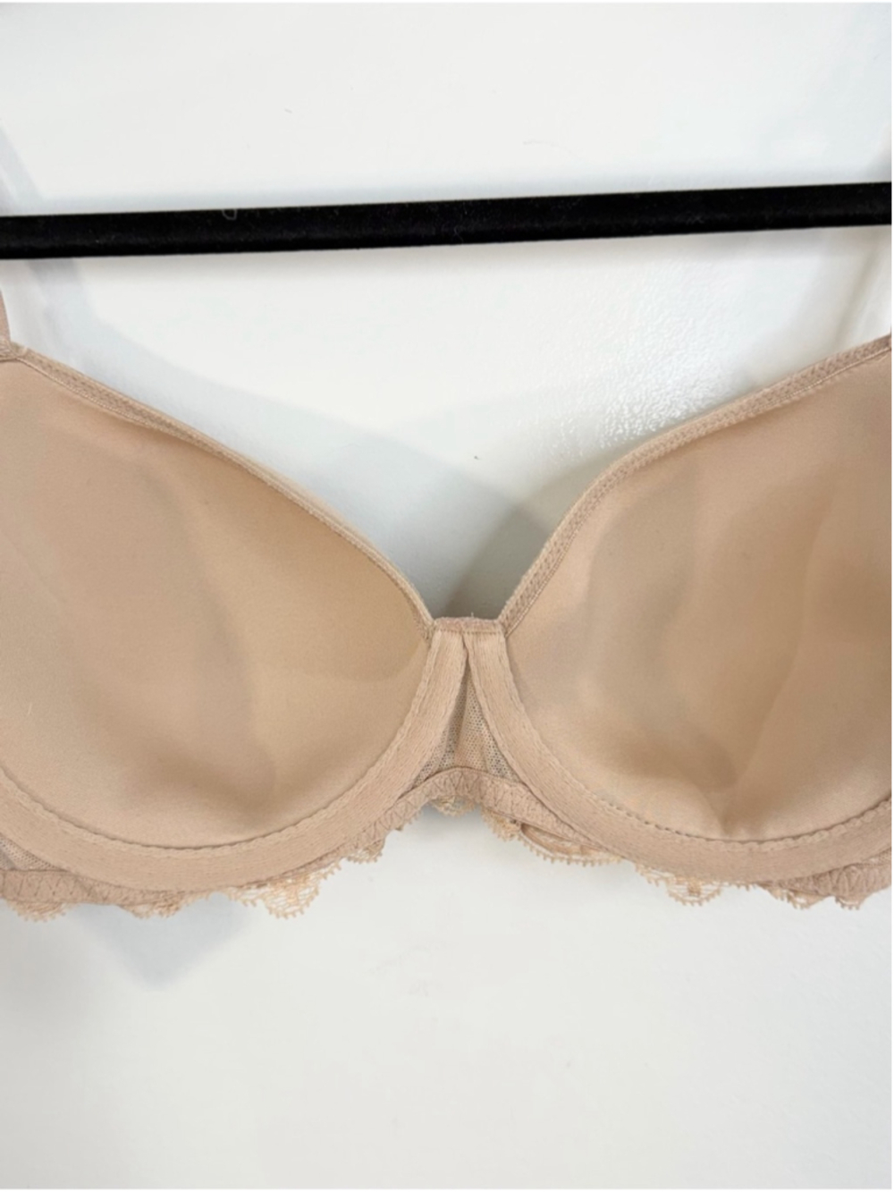 Simone Perele Paris beige tan Amour 3D plunge underwire spacer t shirt bra 34 C - Picture 11 of 16